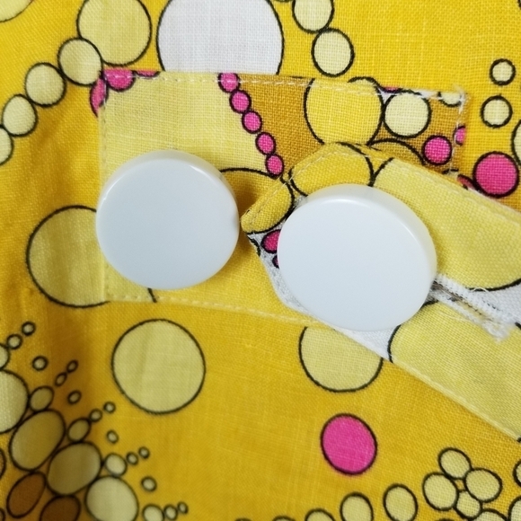 ITW Linen Retro Style Print One Button Swing Blazer Jacket Size 2 Short Sleeve - Picture 3 of 16